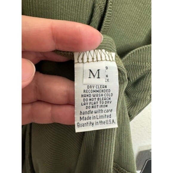 Michael Lauren Medium Revolve Ribbed Oversized Shirt Olive Green V-Neck NWT - Picture 7 of 9